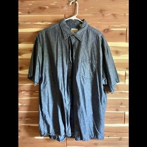 Red Head short sleeved button down with subtle flower print